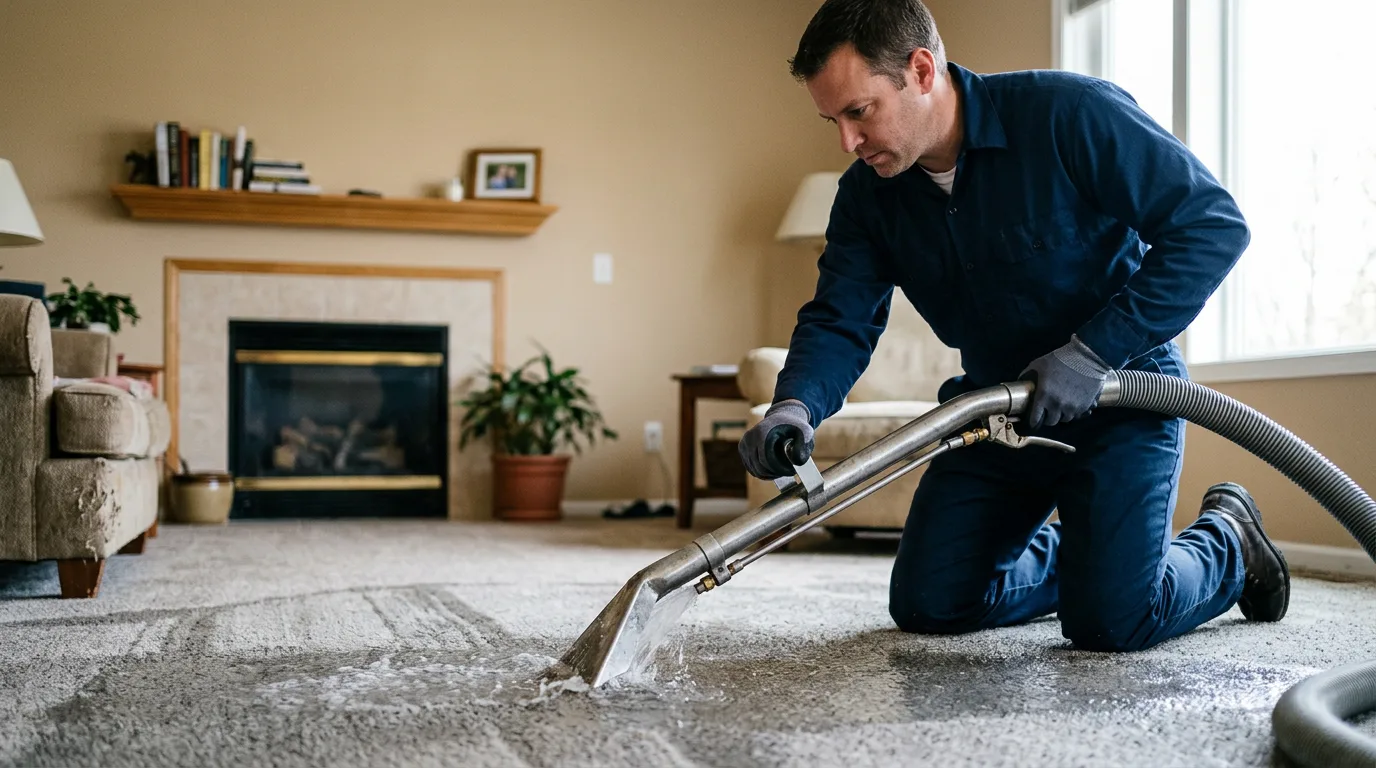 Water damage restoration technician working near Cannelton, IN